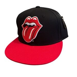the Rolling Stones Black & Red Snapback Hat - Iconic Tongue Logo